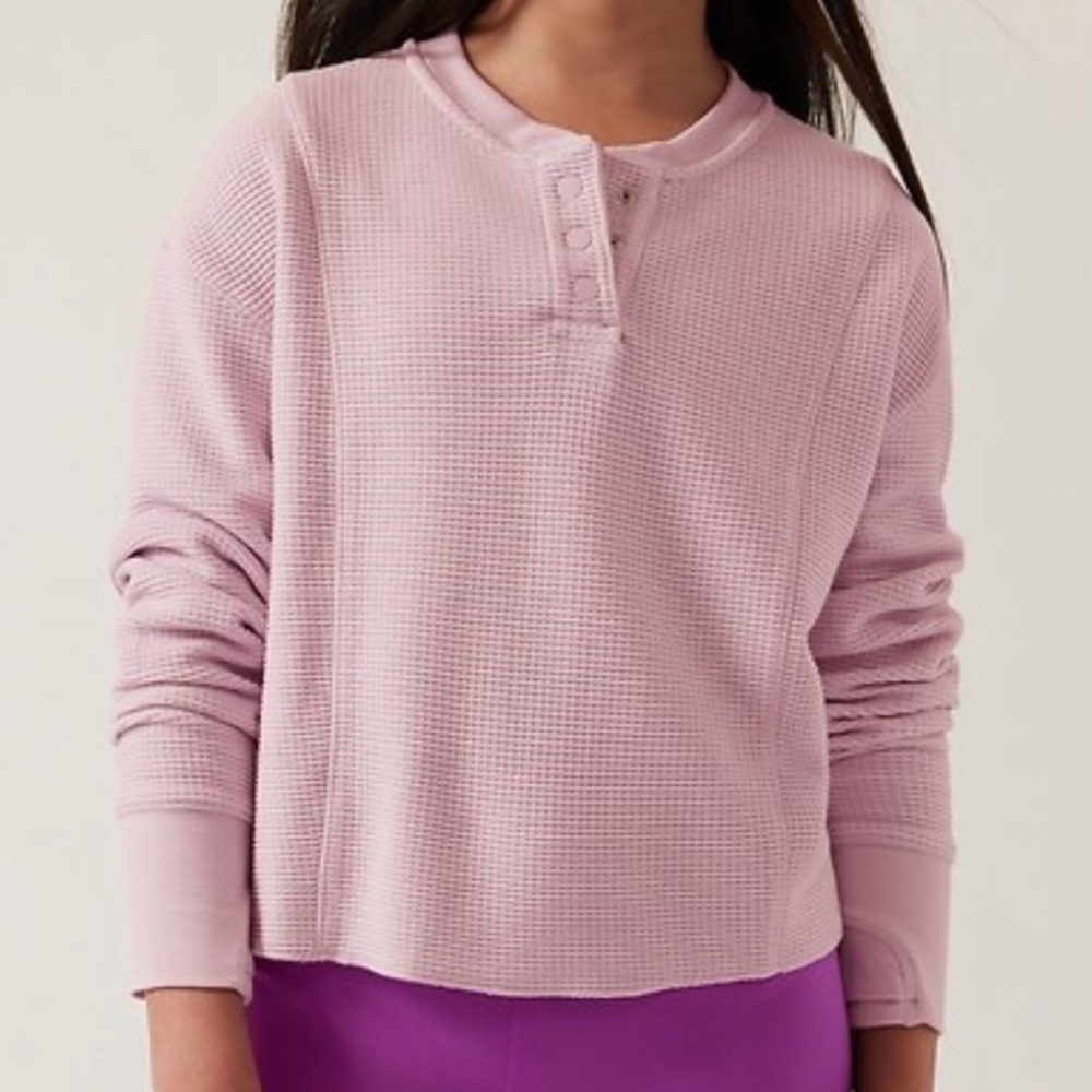 Athleta Settle in Waffle Knit Top sweatshirt size small 7